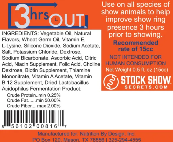 3 hrs out 15cc by stock show secrets