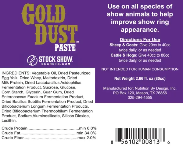 Gold dust 80cc paste by stock show secrets