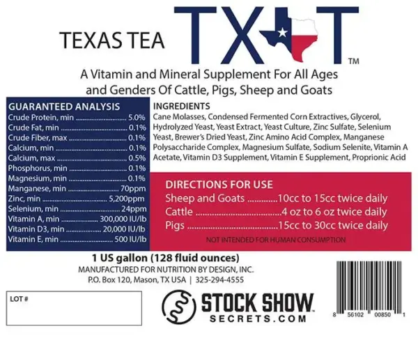 Texas tea gallon by stock show secrets