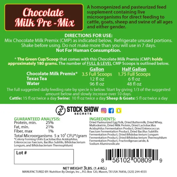 Chocolate Milk Pre-Mix, 3lb
